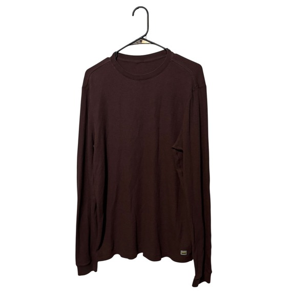 Vuori Waffle Crew Shirt Large Maroon Long Sleeve Thermal Slim Cotton Stretch - Picture 1 of 9